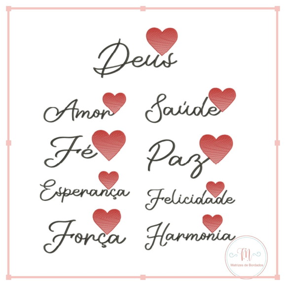 Matriz de Bordado Semaninha- Nomes + Corações