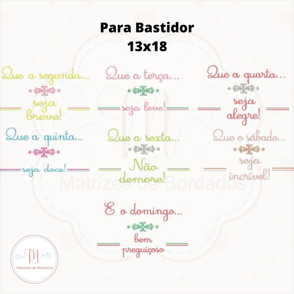 Matriz de Bordado Semaninha- Que a Semana Seja ...