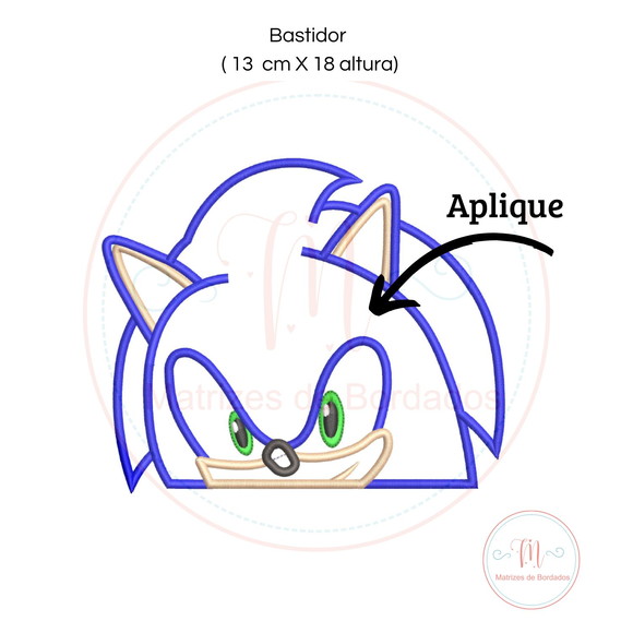 Matriz de Bordado Sonic Aplique (toalha de Capuz) - Imagem 2
