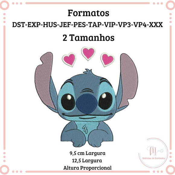Matriz de Bordado Stitch com Corações