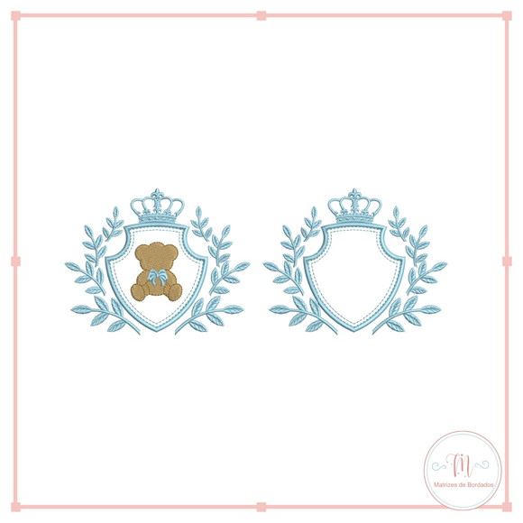 Matriz de Bordado Urso Arabesco Aplique e Vazia
