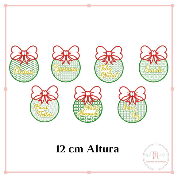 Matrizes de Bordados Bolas de Natal Palavras Motivacionais