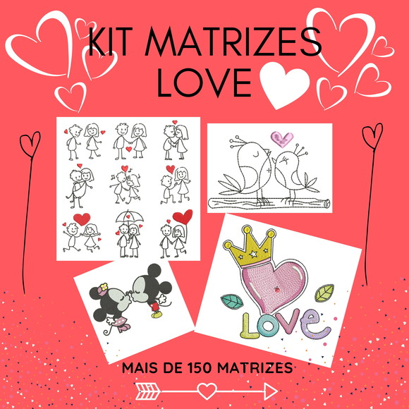 Matrizes de Bordados Love - Kit com 150 matrizes