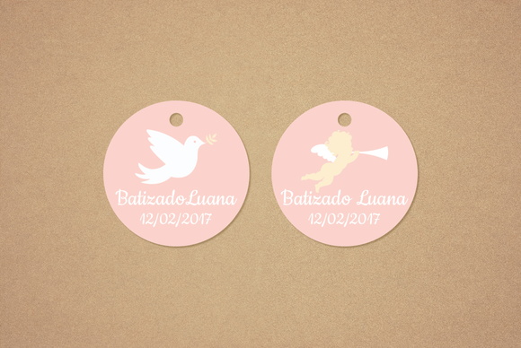 Tag Agradecimento Batizado Rosa