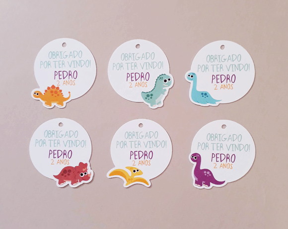 Tag Agradecimento Dinossauro