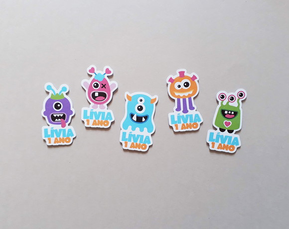 Tag Personalizada Monstrinhos para Tubete