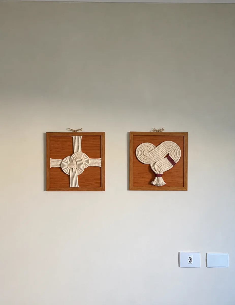 Quadro Artesanal Moldura Cordão de Algodão - Imagem 1