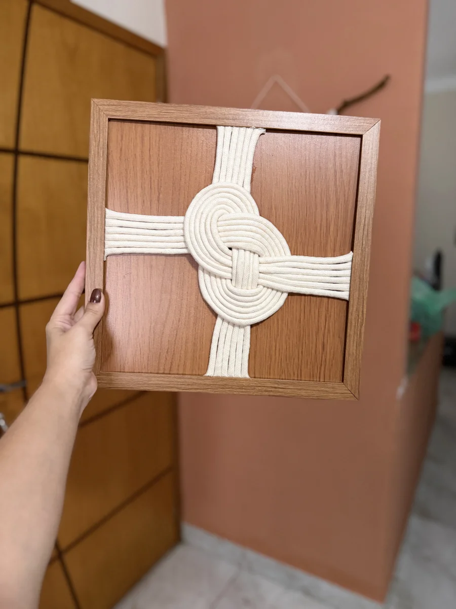 Quadro Artesanal Moldura Cordão de Algodão - Imagem 3
