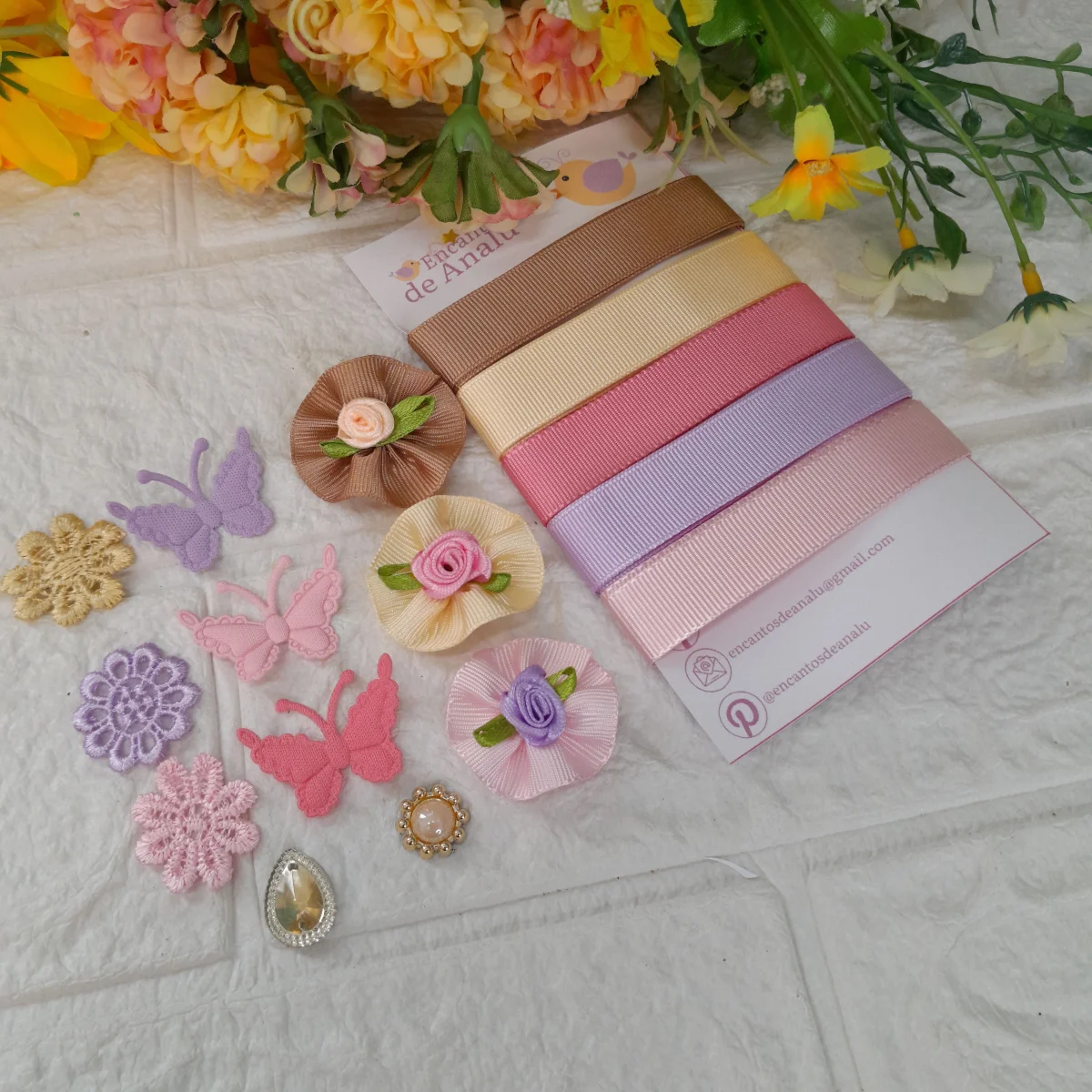 Kit de Fitas e Enfeites Coordenados Candy Color | Artesanato Criativo, Costura e Scrap - Imagem 4