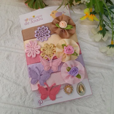 Kit de Fitas e Enfeites Coordenados Candy Color | Artesanato Criativo, Costura e Scrap