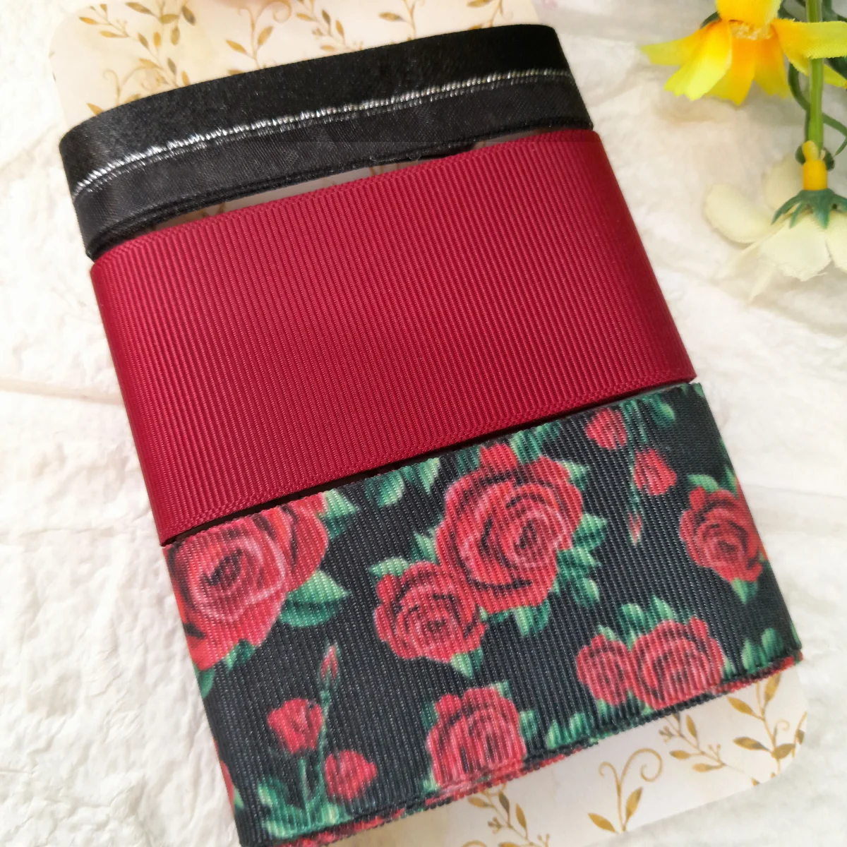 Kit de Fitas e Enfeites Coordenados Vermelho e Preto | Artesanato Criativo, Costura e Scrap - Imagem 3