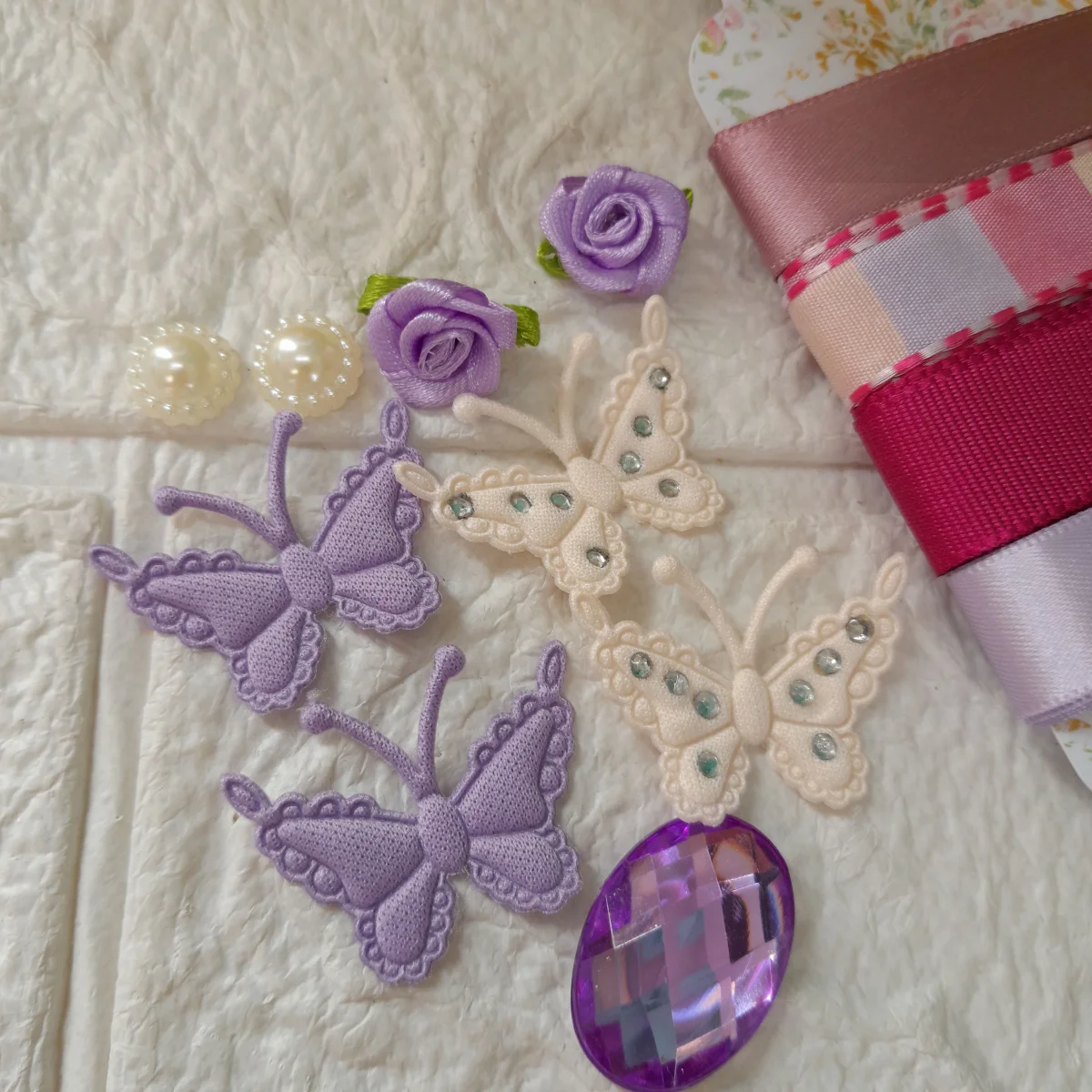 Kit de Fitas e Enfeites Coordenados Tons de Rosa e Lilas | Scrapbook Criativo, Artes e Hobby - Imagem 2