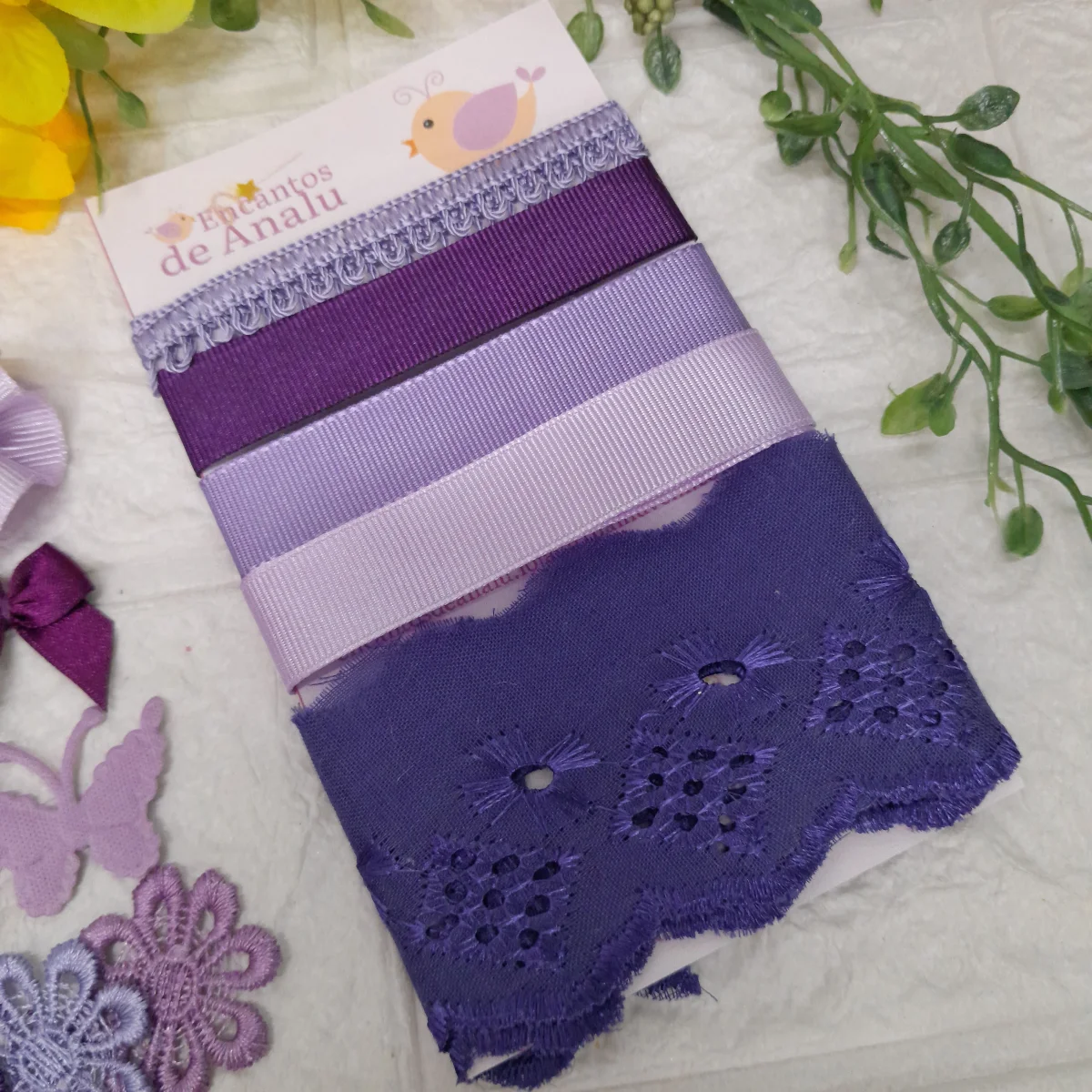 Kit de Fitas, Aviamentos e Enfeites Coordenados Tons Roxo e Lilas | Scrapbook Artes e Hobby - Imagem 6