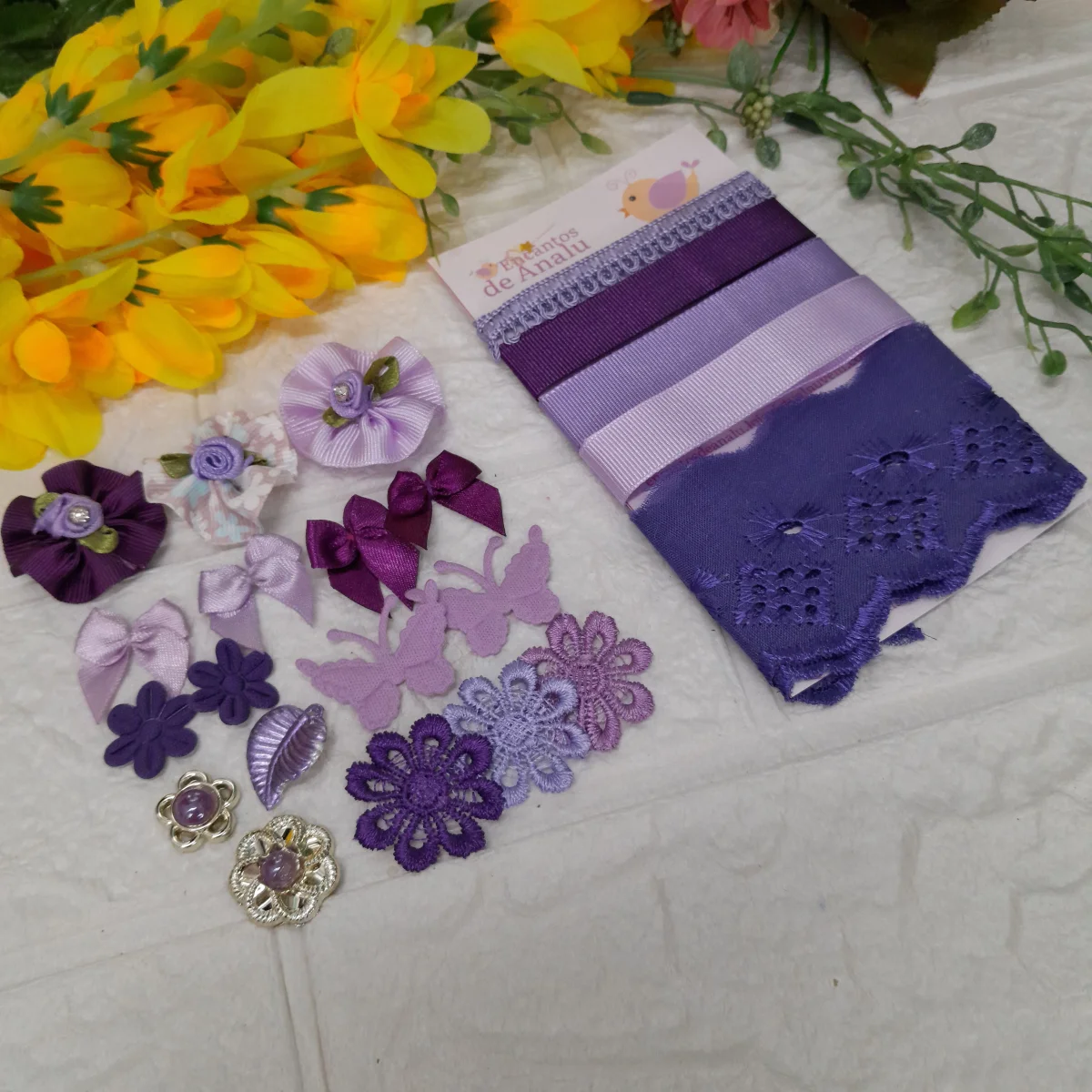 Kit de Fitas, Aviamentos e Enfeites Coordenados Tons Roxo e Lilas | Scrapbook Artes e Hobby - Imagem 2