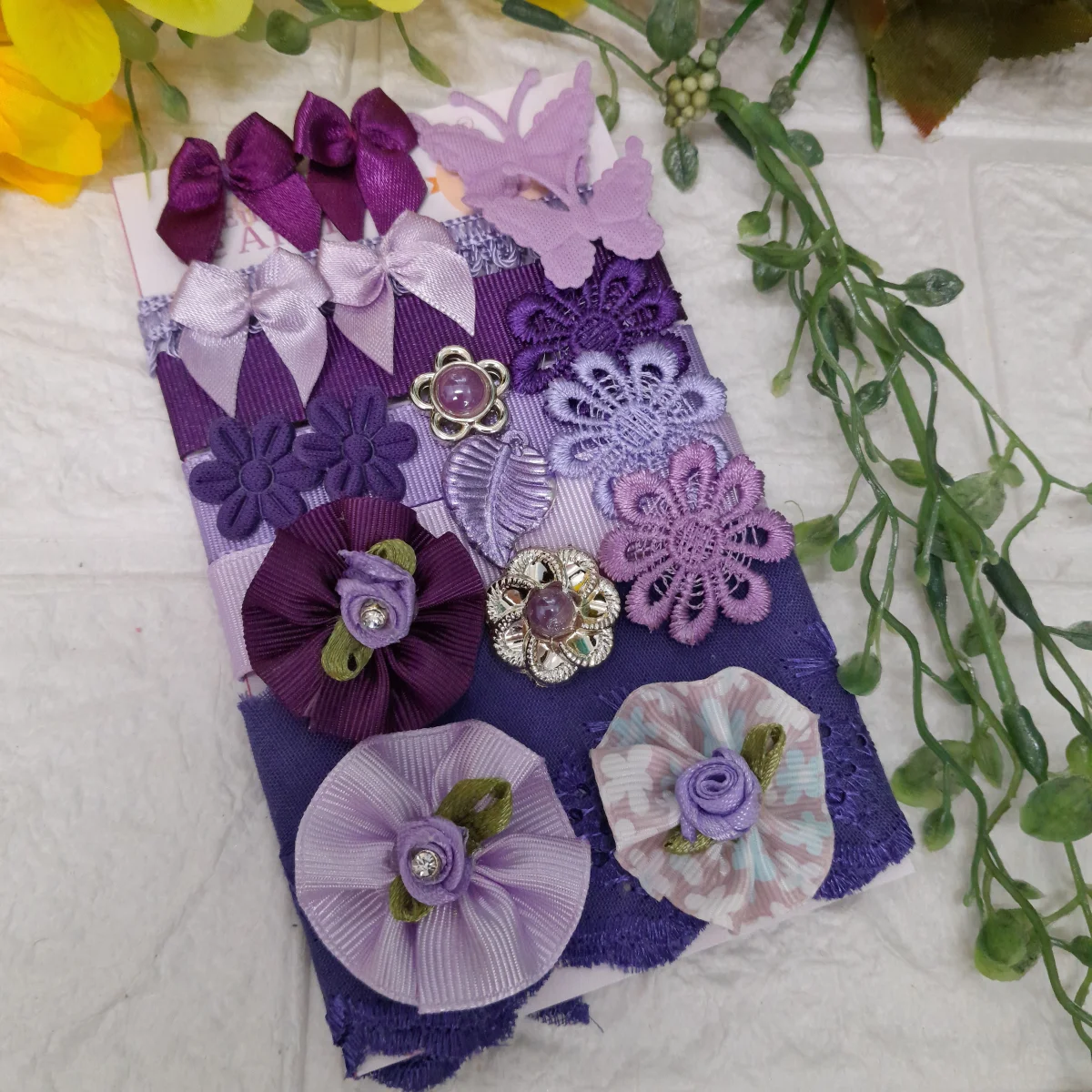 Kit de Fitas, Aviamentos e Enfeites Coordenados Tons Roxo e Lilas | Scrapbook Artes e Hobby - Imagem 1
