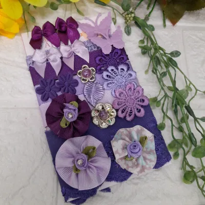 Kit de Fitas, Aviamentos e Enfeites Coordenados Tons Roxo e Lilas | Scrapbook Artes e Hobby