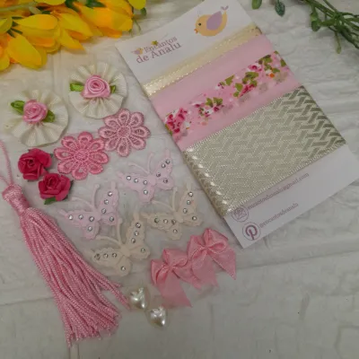 Kit de Fitas e Enfeites Coordenados Rosa e Bege | Scrapbook,  Artesanato Criativo e Hobby