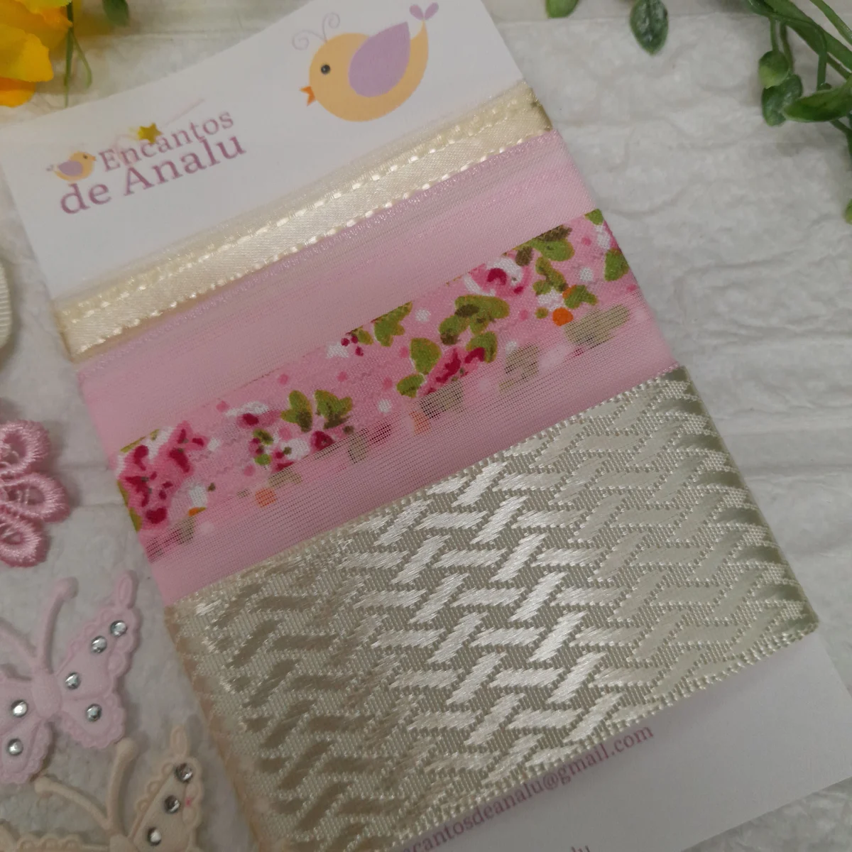 Kit de Fitas e Enfeites Coordenados Rosa e Bege | Scrapbook, Artesanato Criativo e Hobby - Imagem 3