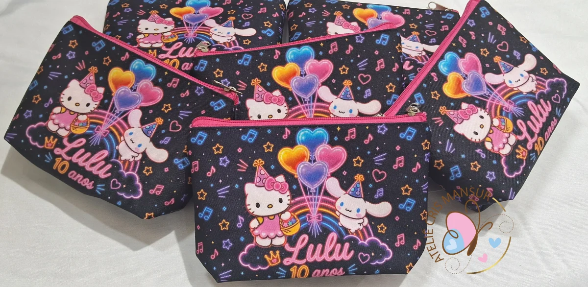 Necessaires Turma da Hello Kitty Neon