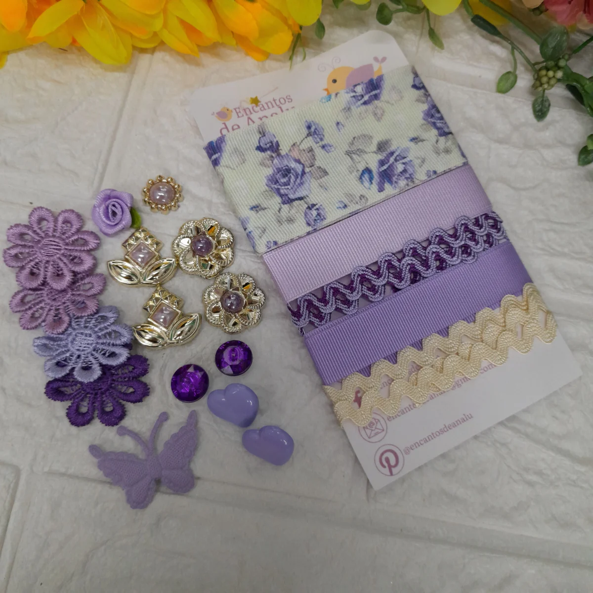 Kit de Fitas e Enfeites Coordenados Lilas Violeta e Roxo | Scrapbook, Artesanato e Customização - Imagem 2