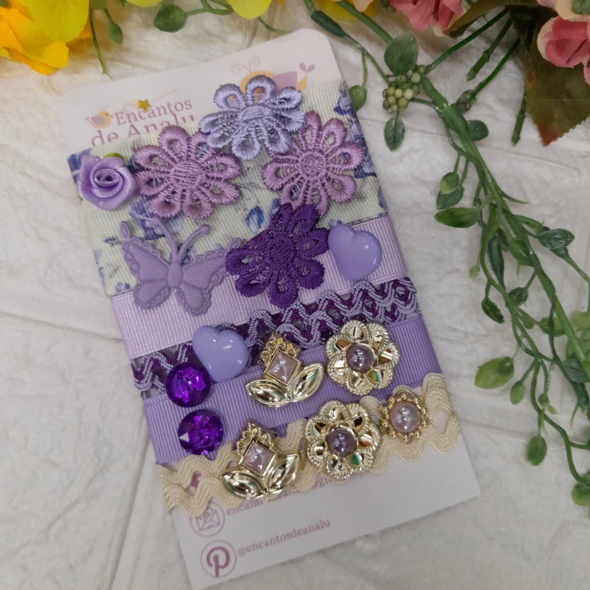 Kit de Fitas e Enfeites Coordenados Lilas Violeta e Roxo | Scrapbook, Artesanato e Customização - Imagem 1