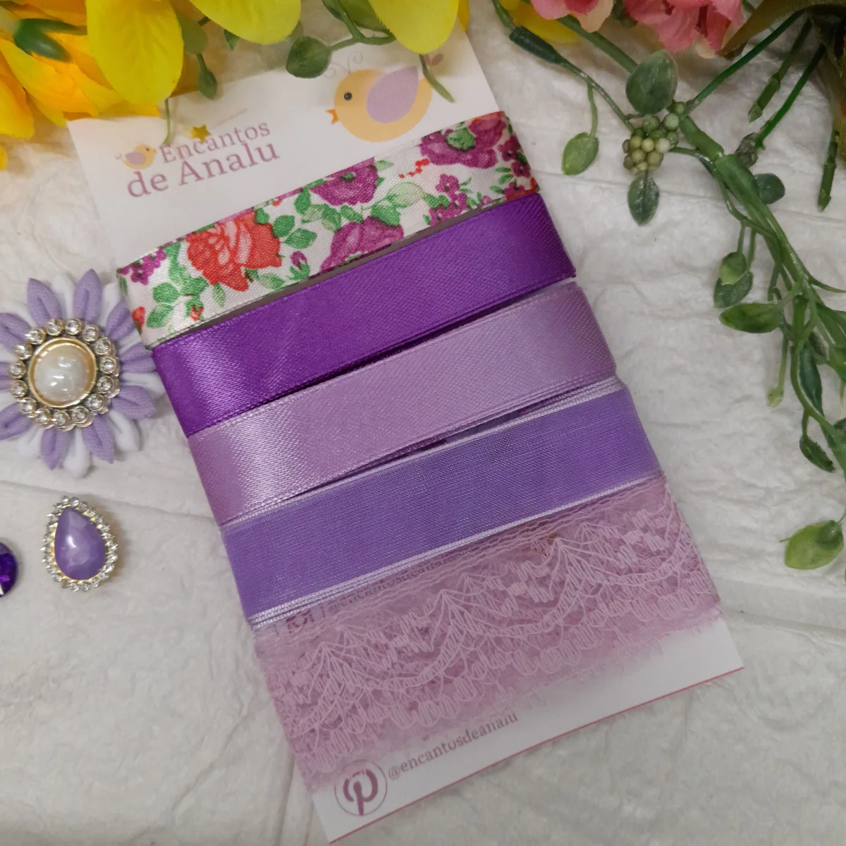 Kit de Fitas e Enfeites Coordenados Lilas e Roxo | Scrap, Artes e Customização - Imagem 3