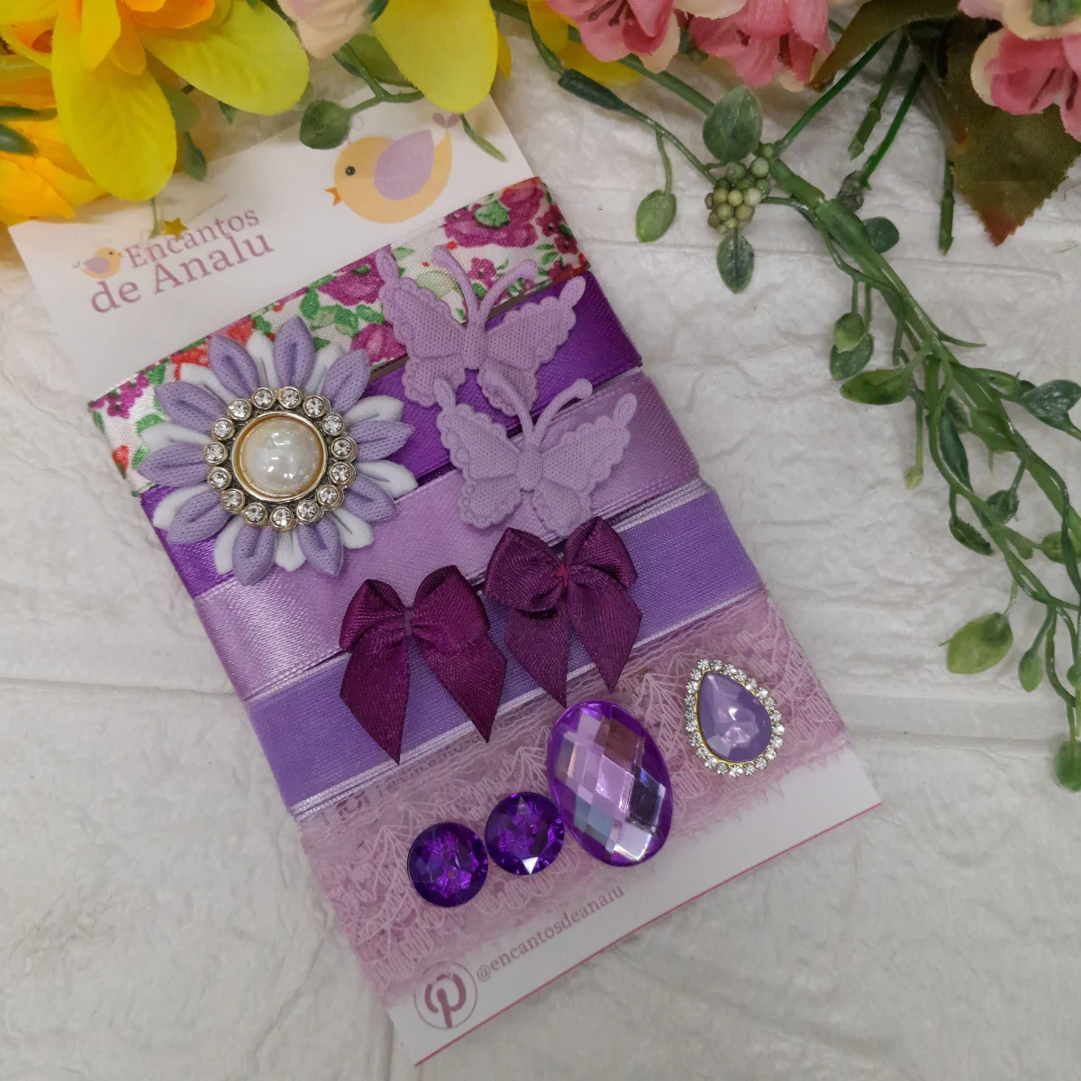Kit de Fitas e Enfeites Coordenados Lilas e Roxo | Scrap, Artes e Customização - Imagem 4