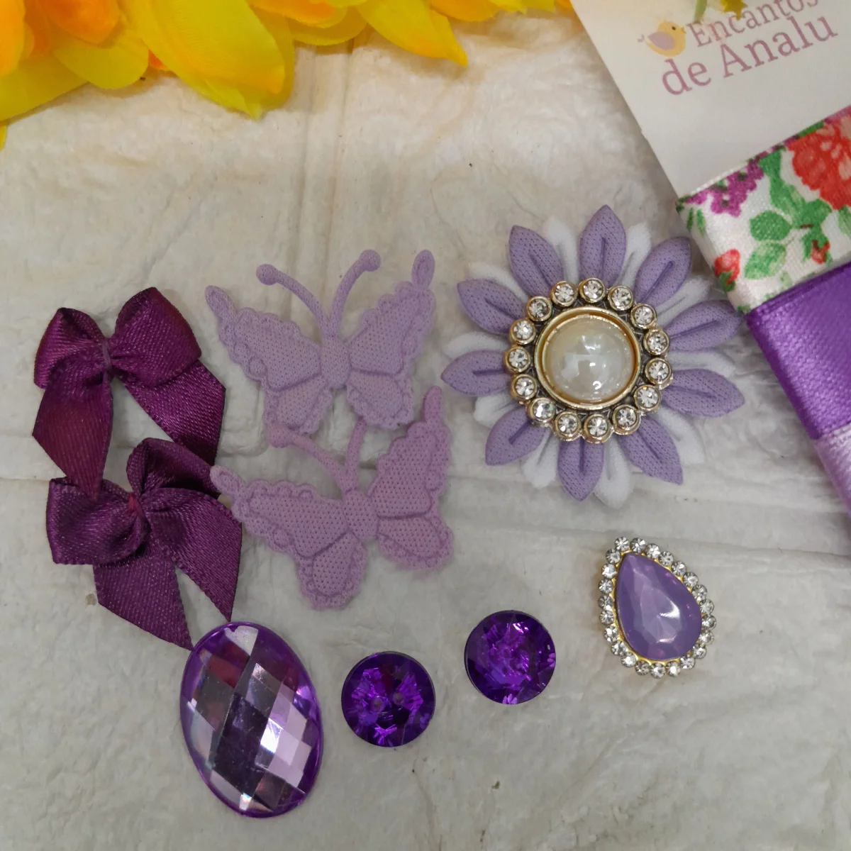 Kit de Fitas e Enfeites Coordenados Lilas e Roxo | Scrap, Artes e Customização - Imagem 2