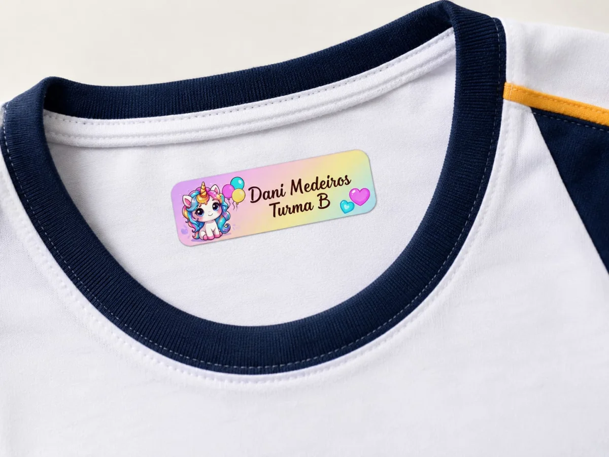 Kit com 30 Etiquetas Termocolante para Uniformes | Etiquetas Personalizada para Uniforme Escolar - Imagem 1