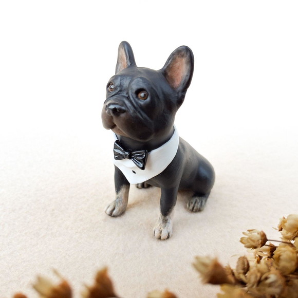 Mini Escultura Bulldog para Bolo de Casamento