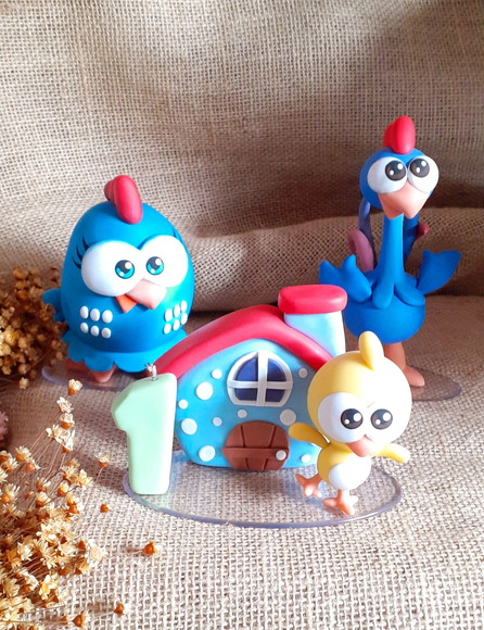 Turma galinha pintadinha mini em biscuit