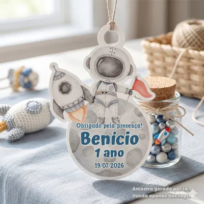 30 TAGS DE CORTE ESPECIAL PARA LEMBRANCINHAS TEMA ASTRONAUTA AQUARELA