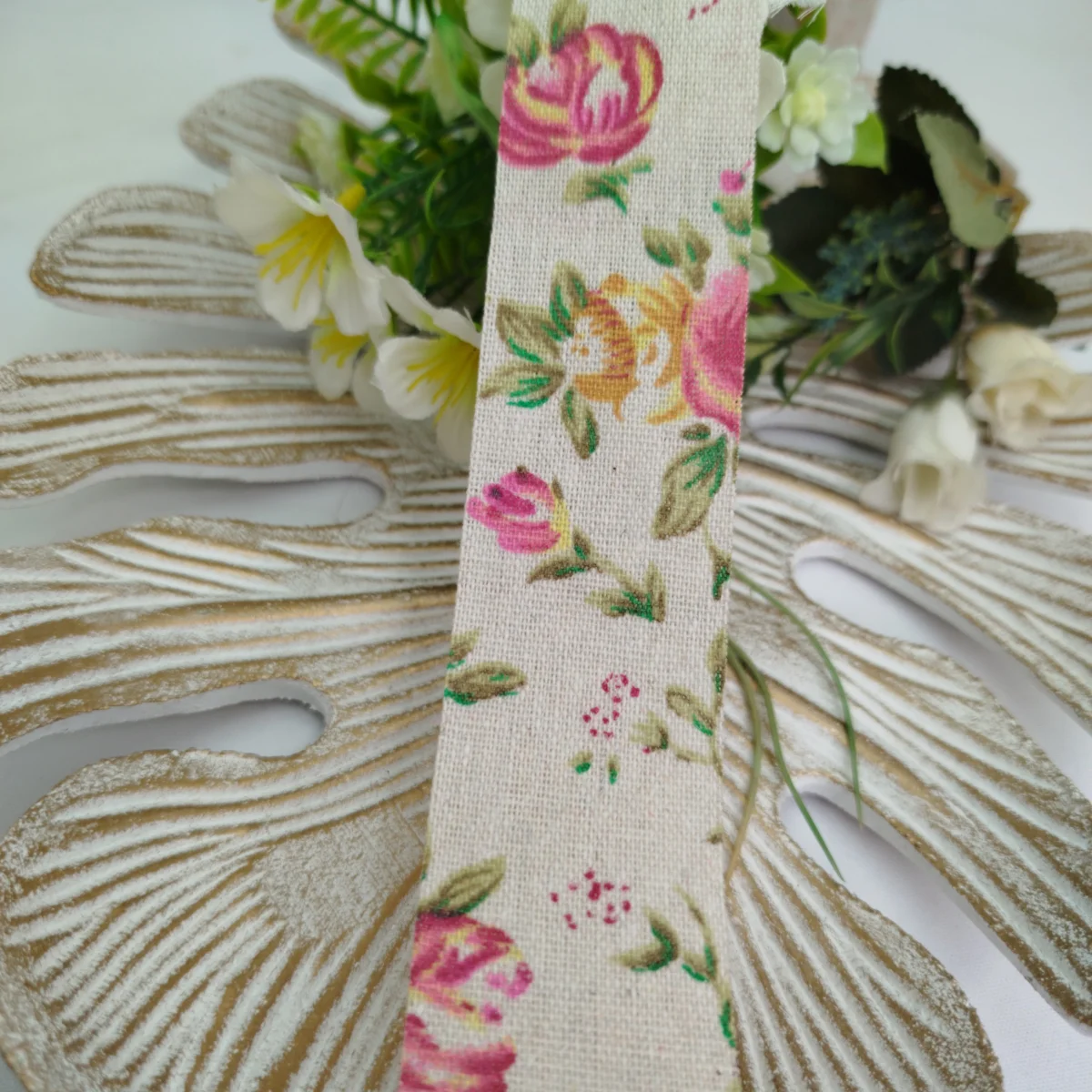 Fita de Tecido Rustico Estampa de Flores em Tons Rosa e Pink - Artesanato e Costura Criativa - Imagem 7