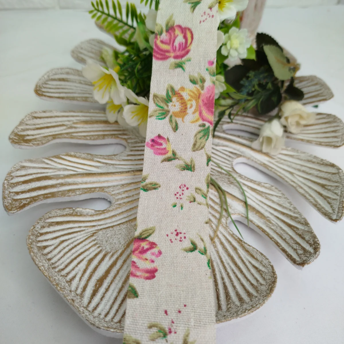 Fita de Tecido Rustico Estampa de Flores em Tons Rosa e Pink - Artesanato e Costura Criativa - Imagem 5