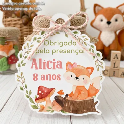 30 TAGS DE CORTE ESPECIAL PARA LEMBRANCINHAS TEMA RAPOSINHA AQUARELA