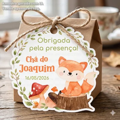 30 TAGS DE CORTE ESPECIAL PARA LEMBRANCINHAS TEMA RAPOSINHO AQUARELA