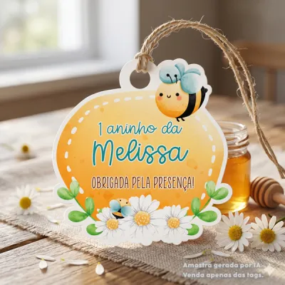30 TAGS DE CORTE ESPECIAL PARA LEMBRANCINHAS TEMA ABELHA FOFA AQUARELA