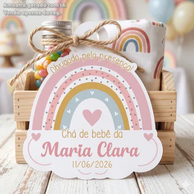 30 TAGS DE CORTE ESPECIAL PARA LEMBRANCINHAS TEMA ARCO ÍRIS MENINA