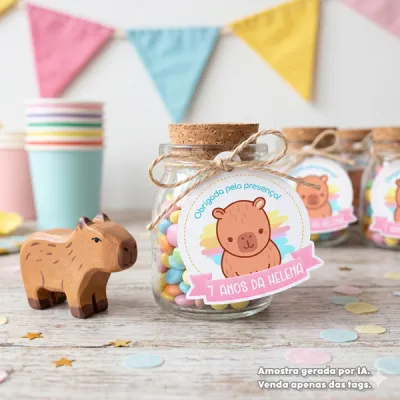 30 TAGS DE CORTE ESPECIAL PARA LEMBRANCINHAS TEMA CAPIVARA
