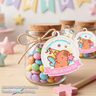 30 TAGS DE CORTE ESPECIAL PARA LEMBRANCINHAS TEMA CAPIVARA FADA
