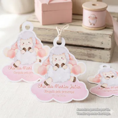 30 TAGS DE CORTE ESPECIAL PARA LEMBRANCINHAS TEMA OVELHINHA AQUARELA