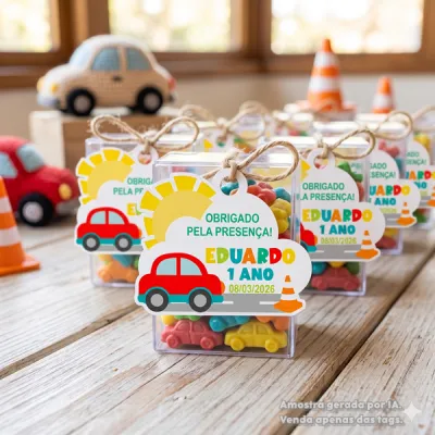 30 TAGS DE CORTE ESPECIAL PARA LEMBRANCINHAS TEMA CARRINHO