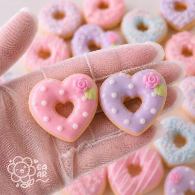 Aplique Donut Coração em Biscuit para Laços, Tiaras e Lembrancinhas - 4 cm