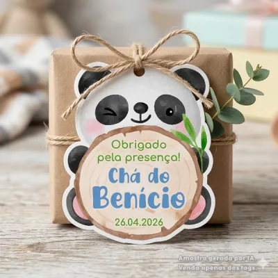 30 TAGS DE CORTE ESPECIAL PARA LEMBRANCINHAS TEMA PANDINHA AQUARELA MENINO