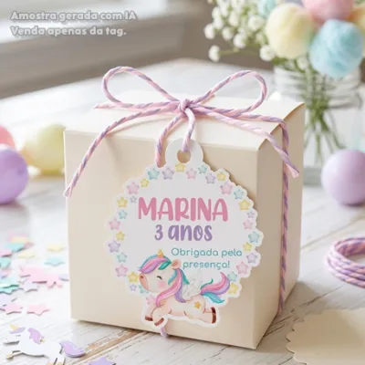 30 TAGS DE CORTE ESPECIAL PARA LEMBRANCINHAS TEMA UNICÓRNIO AQUARELA