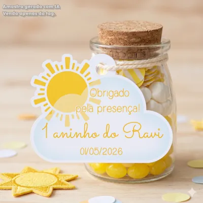 30 TAGS DE CORTE ESPECIAL PARA LEMBRANCINHAS TEMA PRIMEIRA VOLTA AO SOL