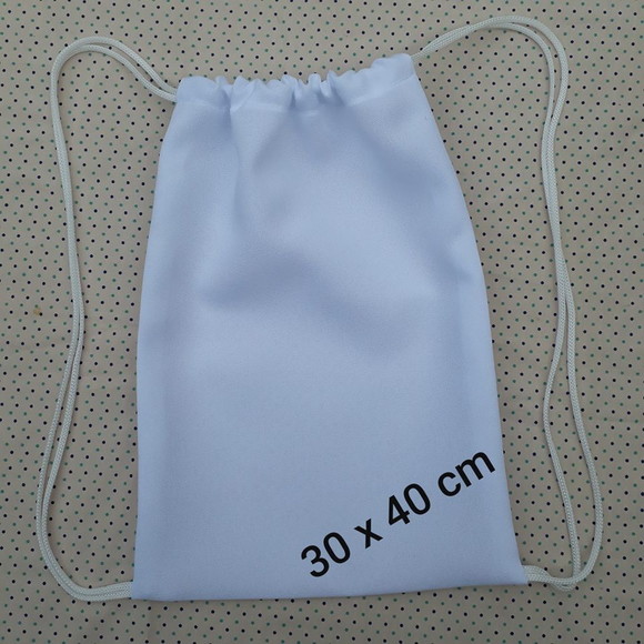 Mochila Branca Poliéster para Lembrancinhas 30 x 40 cm