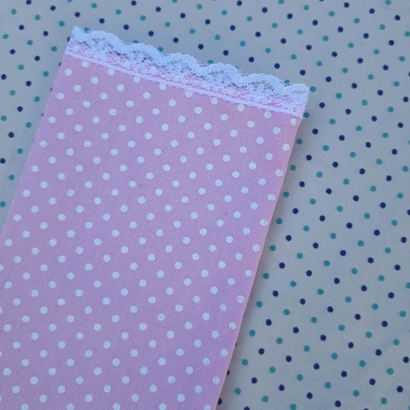 Saquinhos de Tecido Rosa Bebê com Renda para Lembrancinhas - Imagem 2
