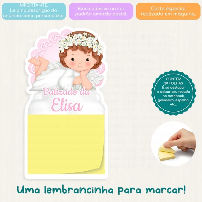 10 Lembrancinha Personalizada Festa Anjinha Mini Calendário ou Bloco de Recado - Imagem 3