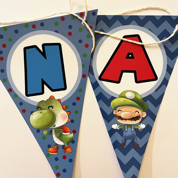 Bandeirolas Festa Super Mario - Imagem 3